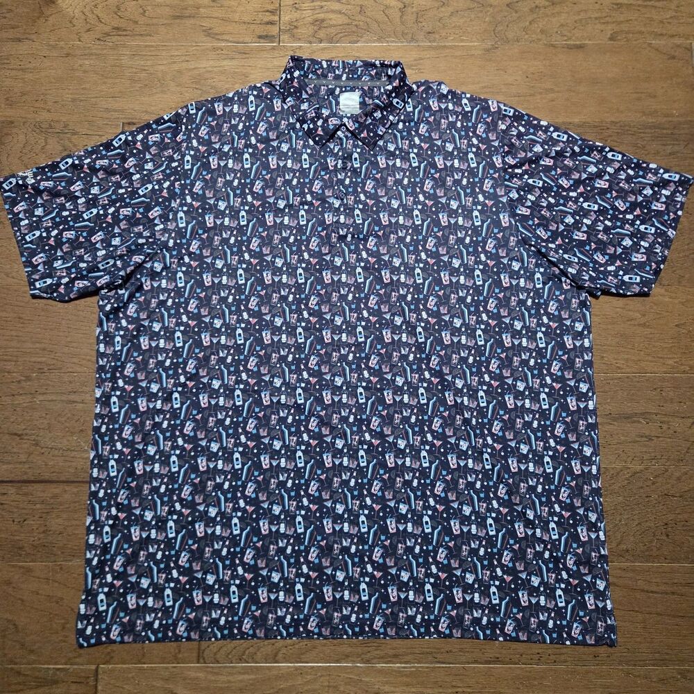 Callaway Opti-Dri Golf Polo Shirt Men’s 4XLT Alcohol Novelty Print Cocktail